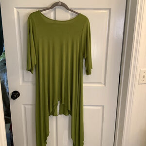 Women's Lei Lotus Top Green L high low tunic